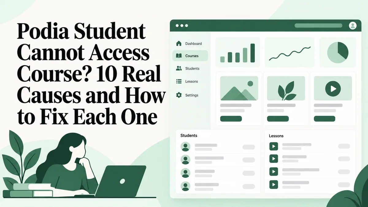 podia student cannot access course illustration
