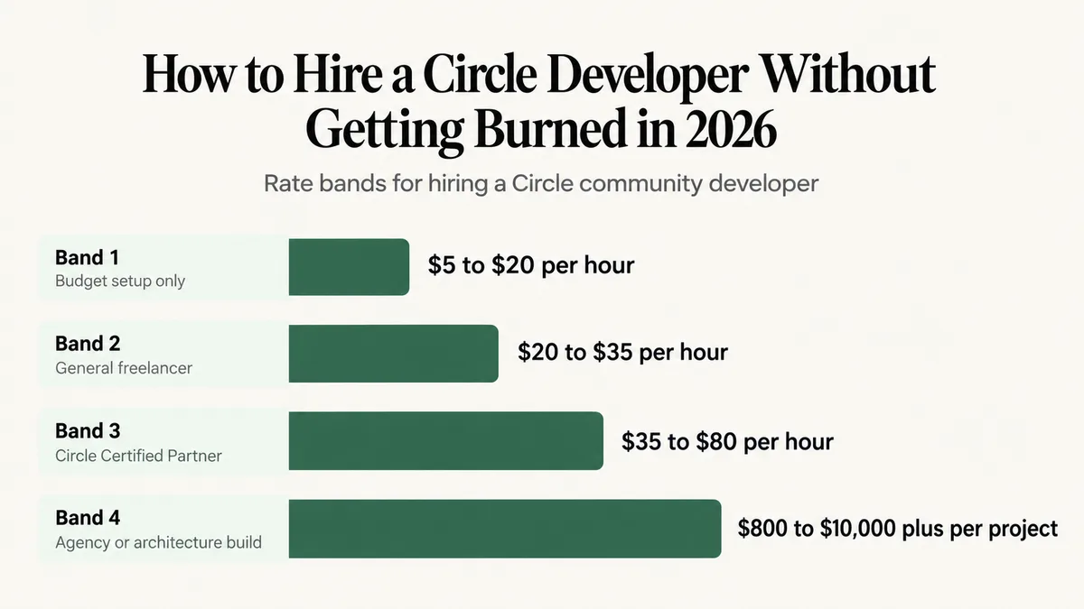 How much does a Circle developer cost: hourly rate bands from $5 to $80 plus project pricing